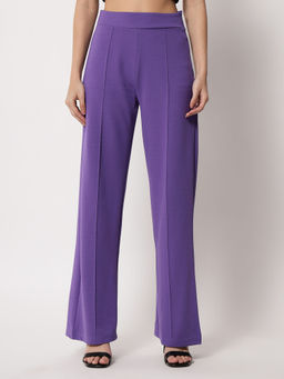 KOTTY - Women Solid Polyester Blend Medium Purple Trouser