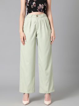 KOTTY - Womens Cotton Blend Regular Length Solid Trousers