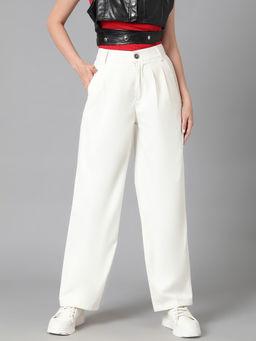 KOTTY - Womens Cotton Blend Straight Fit Trousers