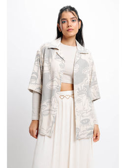 FREAKINS - Line Art Print Women Resort Shirt