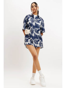 FREAKINS - Palm Leaves Print Women Resort Shirt