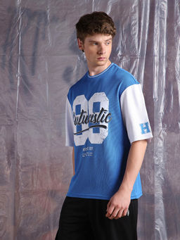 Hubberholme - Men Streetletics Varsity Printed Round Neck Relaxed Fit Mesh T-shirt