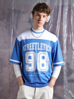 Hubberholme - Men Streetletics Typography Printed Round Neck Relaxed Fit Mesh T-shirt