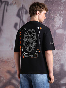 Hubberholme - Men Cyborg Graphic Printed Oversized Fit T-shirt