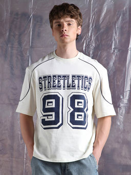 Hubberholme - Men Typography Streetletics Printed Round Neck Cotton Relaxed Fit T-shirt