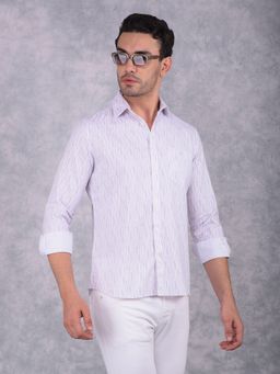 CRIMSOUNE CLUB - Men Purple Printed Pure Cotton Shirt