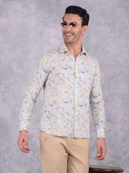 CRIMSOUNE CLUB - Men Multi-Color Floral Print Linen Shirt