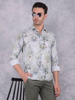 CRIMSOUNE CLUB - Men Multi-Color Floral Print Linen Shirt