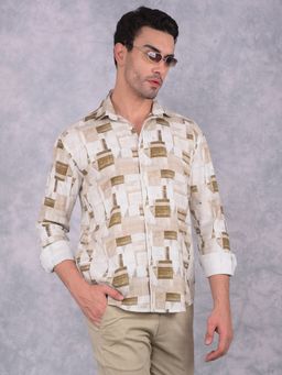 CRIMSOUNE CLUB - Men Brown Abstract Printed Pure Cotton Shirt