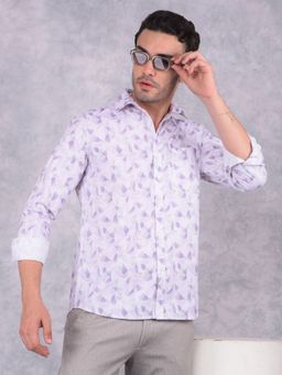 CRIMSOUNE CLUB - Men Purple Printed Pure Cotton Shirt