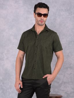 CRIMSOUNE CLUB - Men Green Floral Print Pure Cotton Shirt