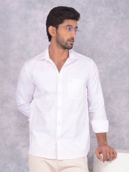 CRIMSOUNE CLUB - Men White Horizontal Striped Pure Cotton Shirt