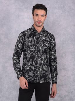 CRIMSOUNE CLUB - Men Black Floral Print Shirt