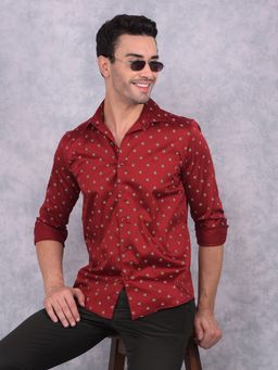 CRIMSOUNE CLUB - Men Red Floral Print Shirt