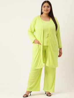 theRebelinme - Plus Size Womens Lime Solid Three Piece (Set of 3)