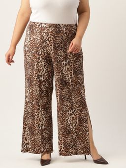 theRebelinme - Plus Size Womens Animal Printed Wide Leg Palazzo