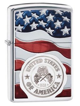 Zippo - American Stamp on Flag Windproof Pocket Lighter