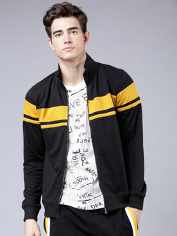 HIGHLANDER - Men Black and Yellow Solid Jacket