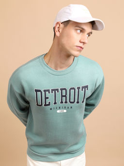 HIGHLANDER - Blue Relaxed Fit Typography Sweatshirt