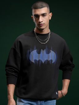 HIGHLANDER - Warner Bros Batman Black Drop Shoulder Oversized Sweatshirt