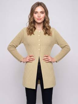 ZIGO - Women's Self Designed Beige Cardigan