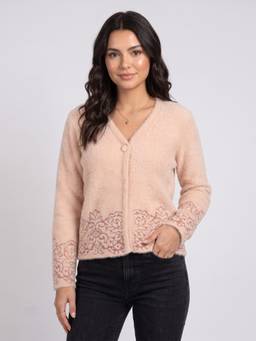 ZIGO - Women V Neck Textured Pink Cardigan
