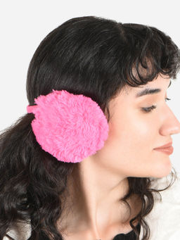 ToniQ - Lovely Hot Pink Special Winter Seasonal Wear Fur Ear Muffer For Women
