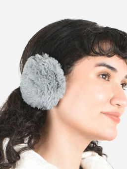 ToniQ - Charming Grey Special Winter Seasonal Wear Fur Ear Muffer For Women