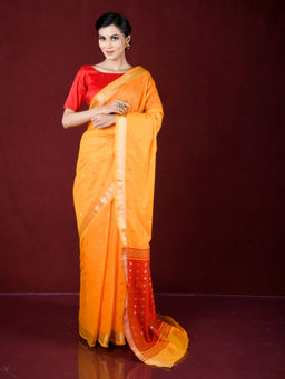 EXCLUSIVA - Yellow Zari Woven Work Banarasi Saree with Unstitched Blouse