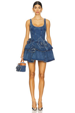 AKNVAS - Devyn Saxe Blue Denim Ruffle Dress