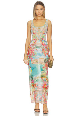 Camilla - Square Neck Beach Maxi Dress With Low Back