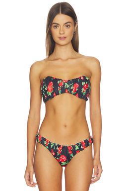 Caroline Constas - Leila Ruched Bandeau Bikini Top