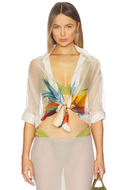 Donde Esteban - White Salpicon Chiffon Shirt