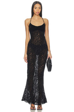 GUIZIO - Burnout Velvet Maxi Dress