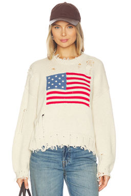 Denimist - Oversized Cropped American Flag Sweater