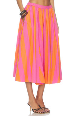 Free People - x free-est Lowen Striped Midi Skirt In Pink Combo