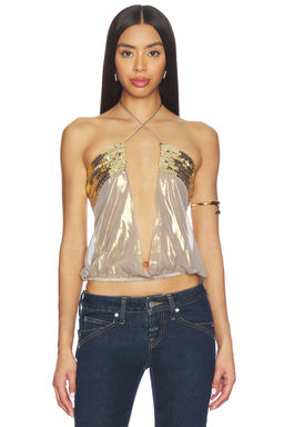 Jaded London - Draped Chiffon Top With Sequin Panels