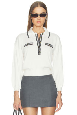 L'AGENCE - Malaki 3/4 Sleeve Collared Sweater