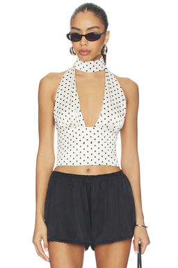 Majorelle - Marina Top in Black & Cream Polka Dot