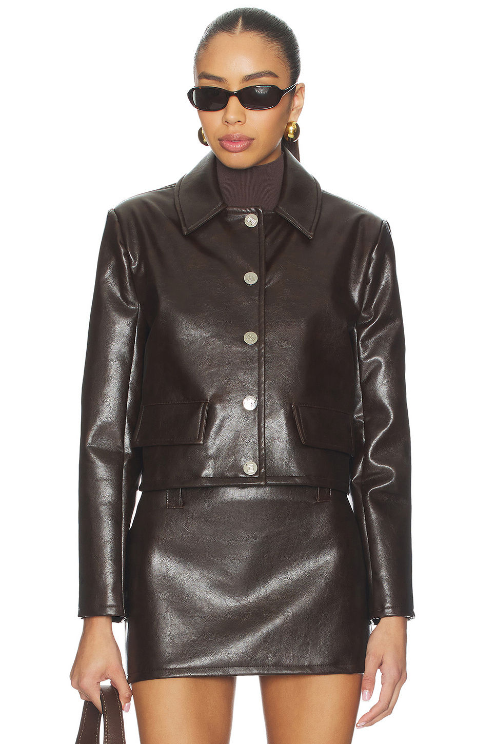 milkwhite Cropped Faux Leather Jacket-picture-23