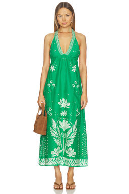 Saylor - Tigris Dress in Green & Creme