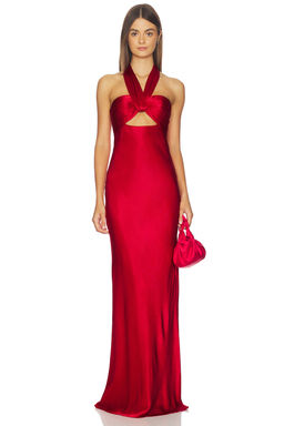 Shona Joy - Tatum Ruched Halter Maxi Dress