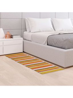 HomeTown - Fiesta Cotton Chenille Dhurrie Runner 60X152 Cm In Rust Mustard Colour