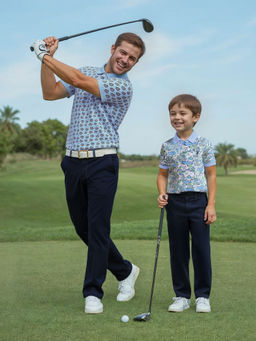U.S. POLO ASSN. - Blue Pure Cotton Floral Polo T-Shirt