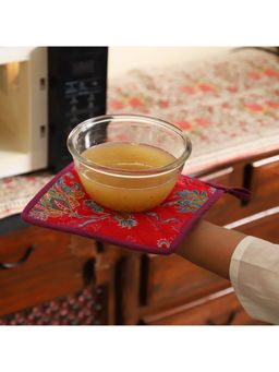 RATAN JAIPUR - Floral Red Cotton Pot Holder