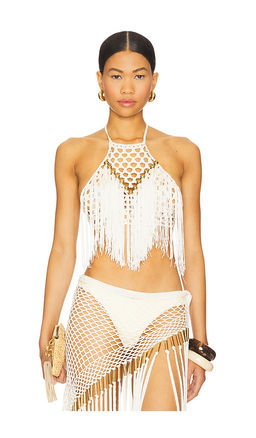 My Beachy Side - Aria Hand Crochet Fringe Halter Top