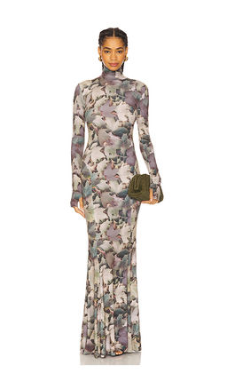 Norma Kamali - Long Sleeve Turtleneck Fishtail Gown