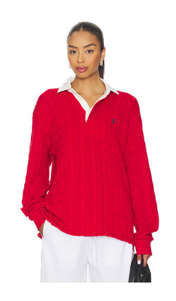 POLO RALPH LAUREN - Cable Knit Cotton Rugby Polo t-Shirt