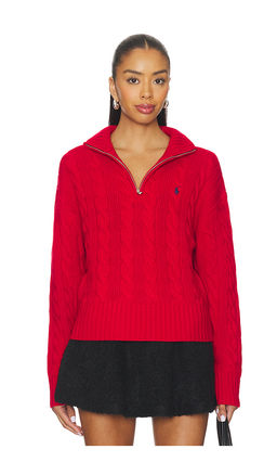 POLO RALPH LAUREN - Cable Wool Cashmere Half Zip Sweater