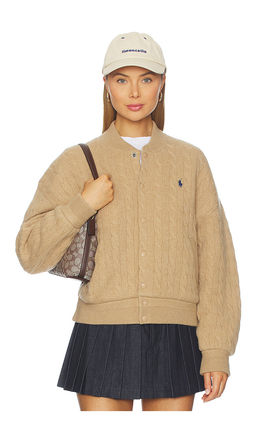 POLO RALPH LAUREN - Cable Knit Wool Cashmere Bomber Jacket